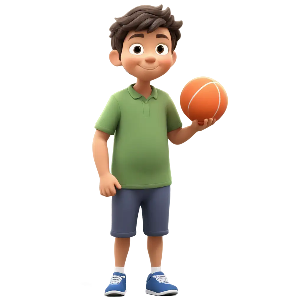 Little boy holding a ball cartoon