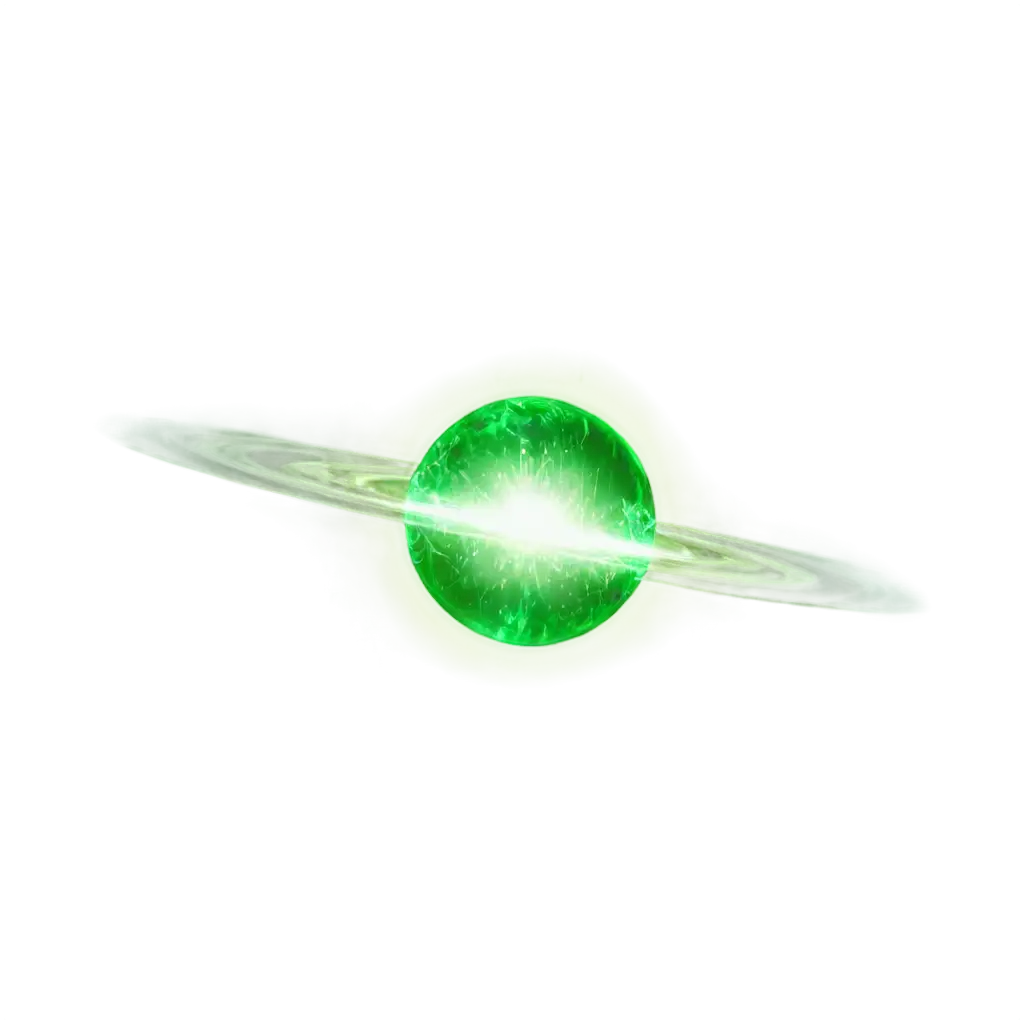 зелёная стеклянная сфера летит как комета зелёный след от огня