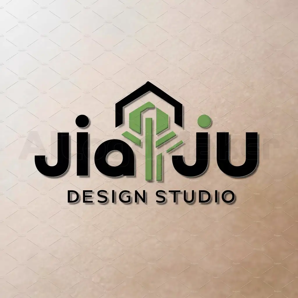 a logo design,with the text "Jia Ju", main symbol:treehouse,Moderate,be used in designstudio industry,clear background