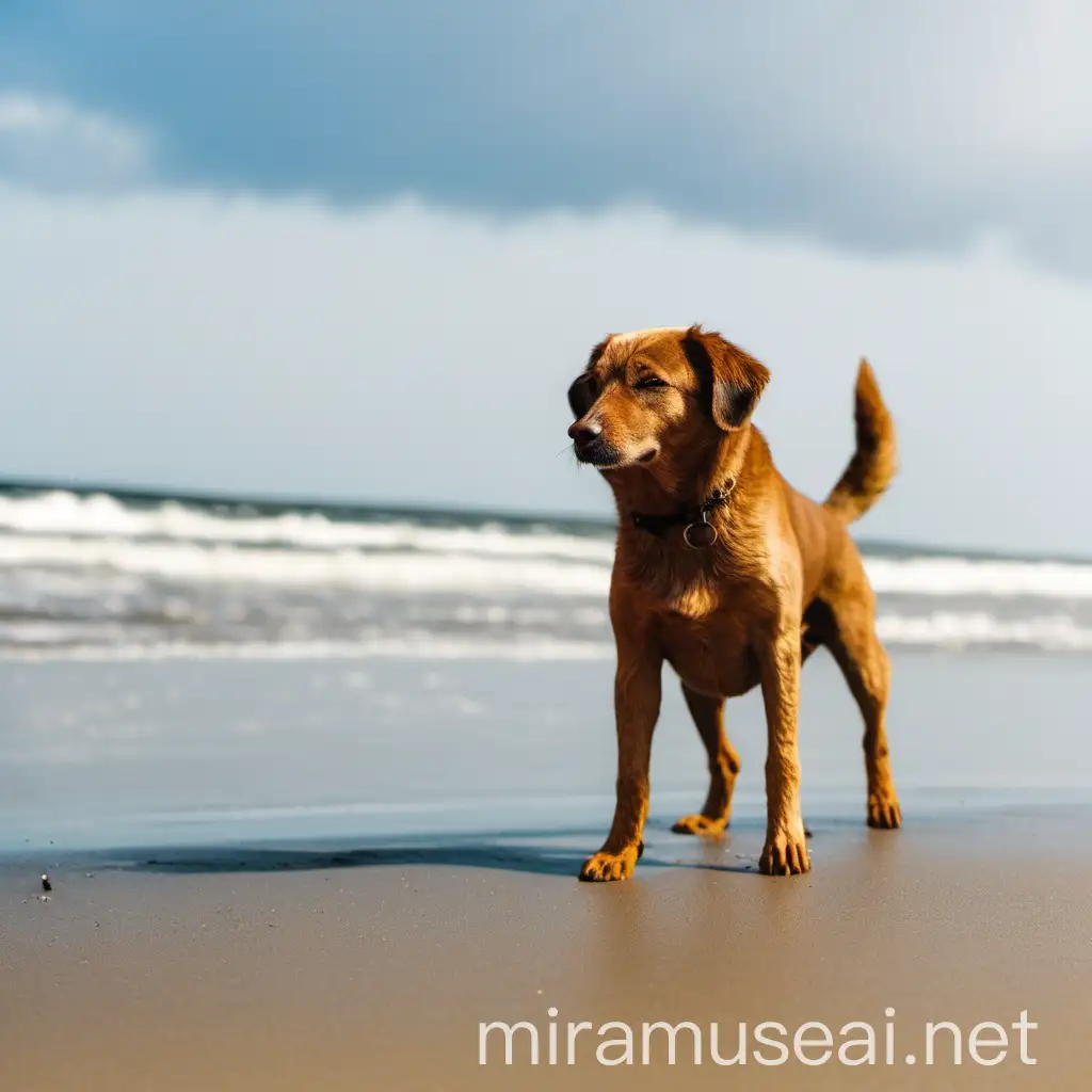 Playful Dog Enjoying Sunny Day at the Beach
