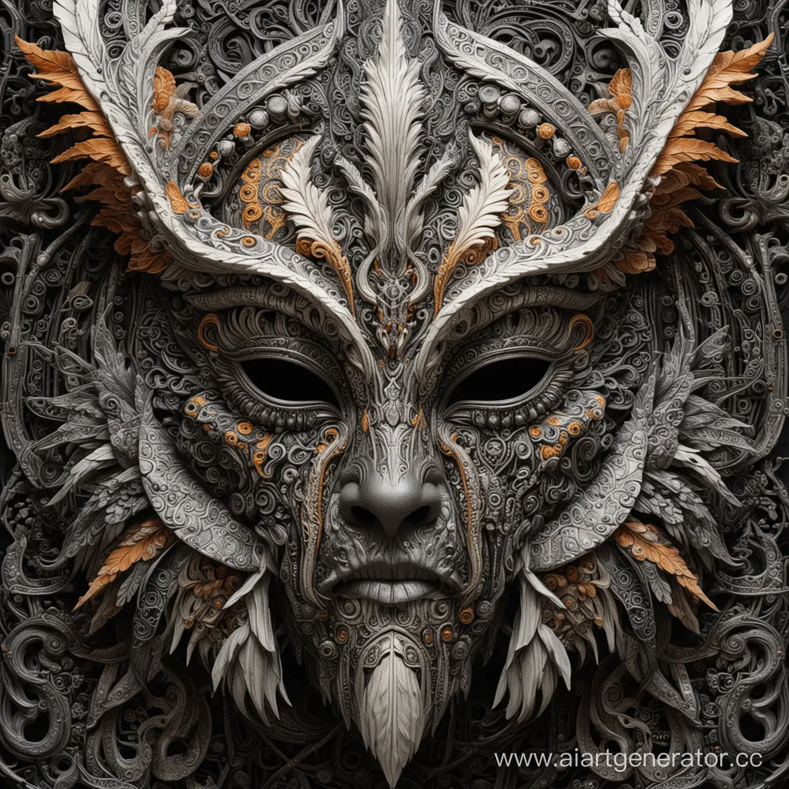 Intricately-Crafted-Black-Silver-and-Ginger-Fantastic-Creature-Mask