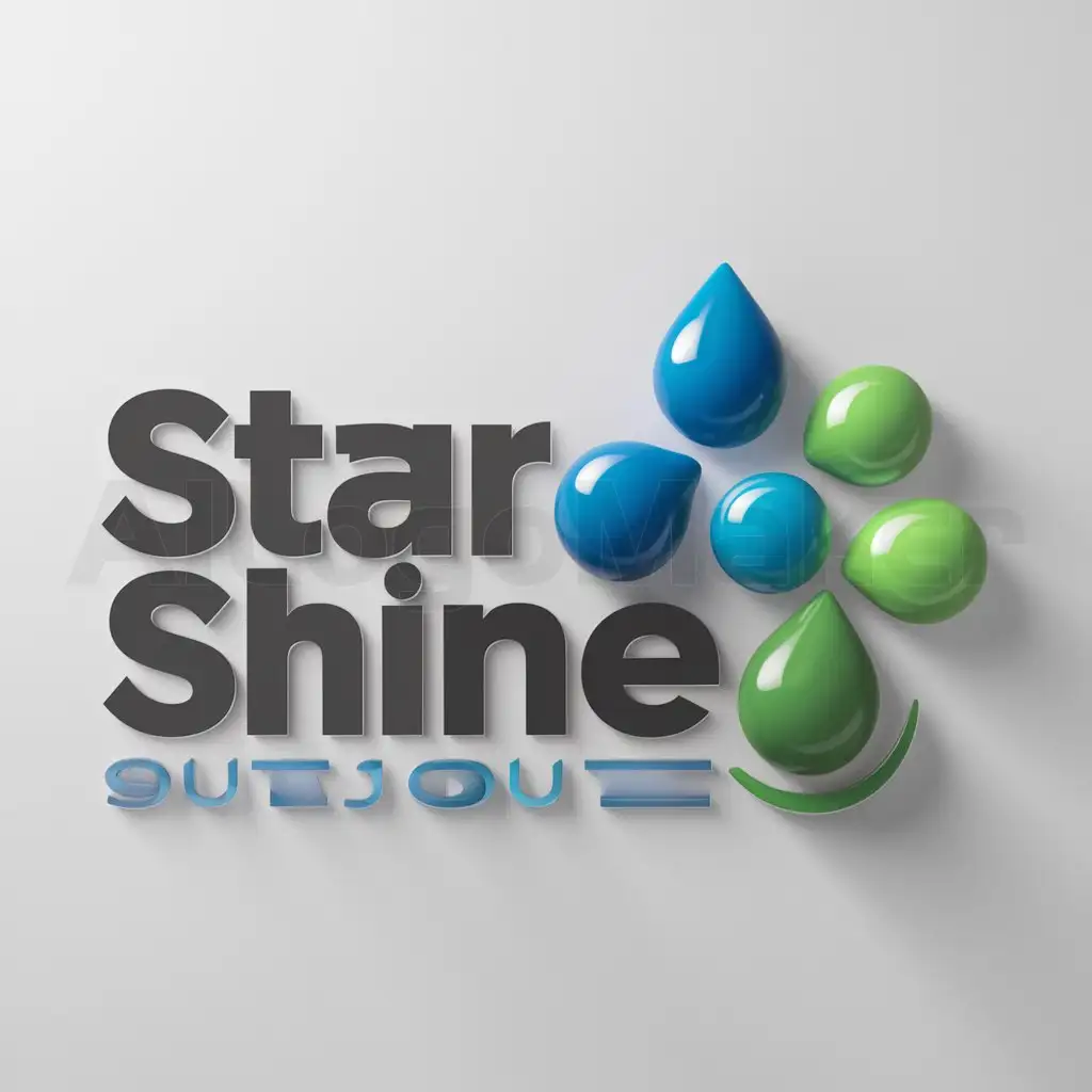 LOGO-Design-For-Star-Shine-Vibrant-Blue-and-Green-Water-Droplets-on-a-Clear-Background