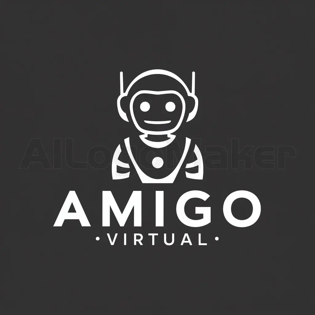 a logo design,with the text "Amigo Virtual", main symbol:un bot,Moderate,be used in Others industry,clear background
