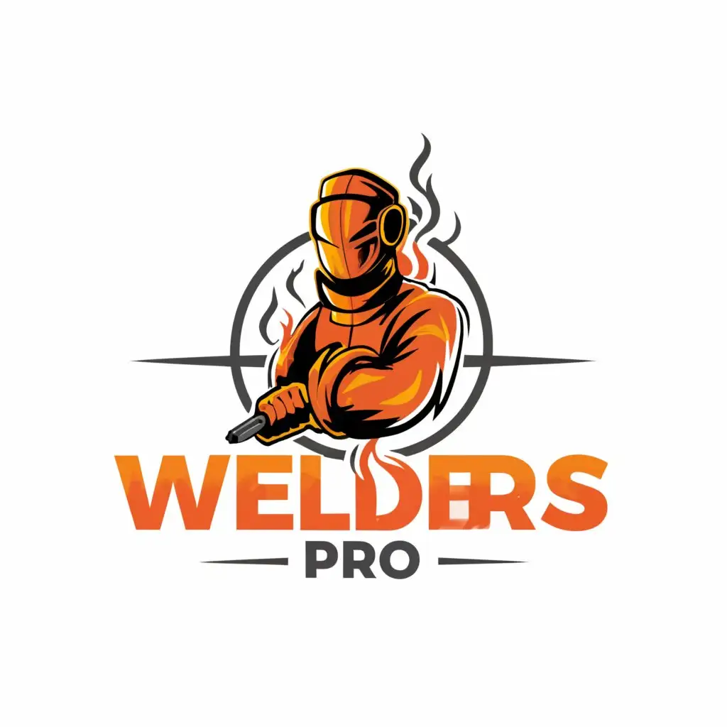 a logo design,with the text "Welders pro", main symbol:Welder in fire,complex,be used in Automotive industry,clear background