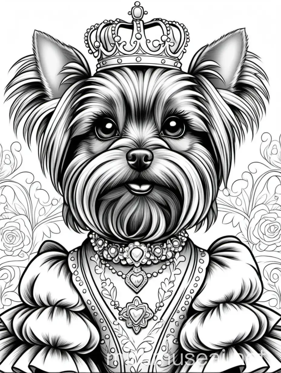 Adorable Yorkshire Terrier Princess Coloring Book for Adults by Natalia Furnieles
