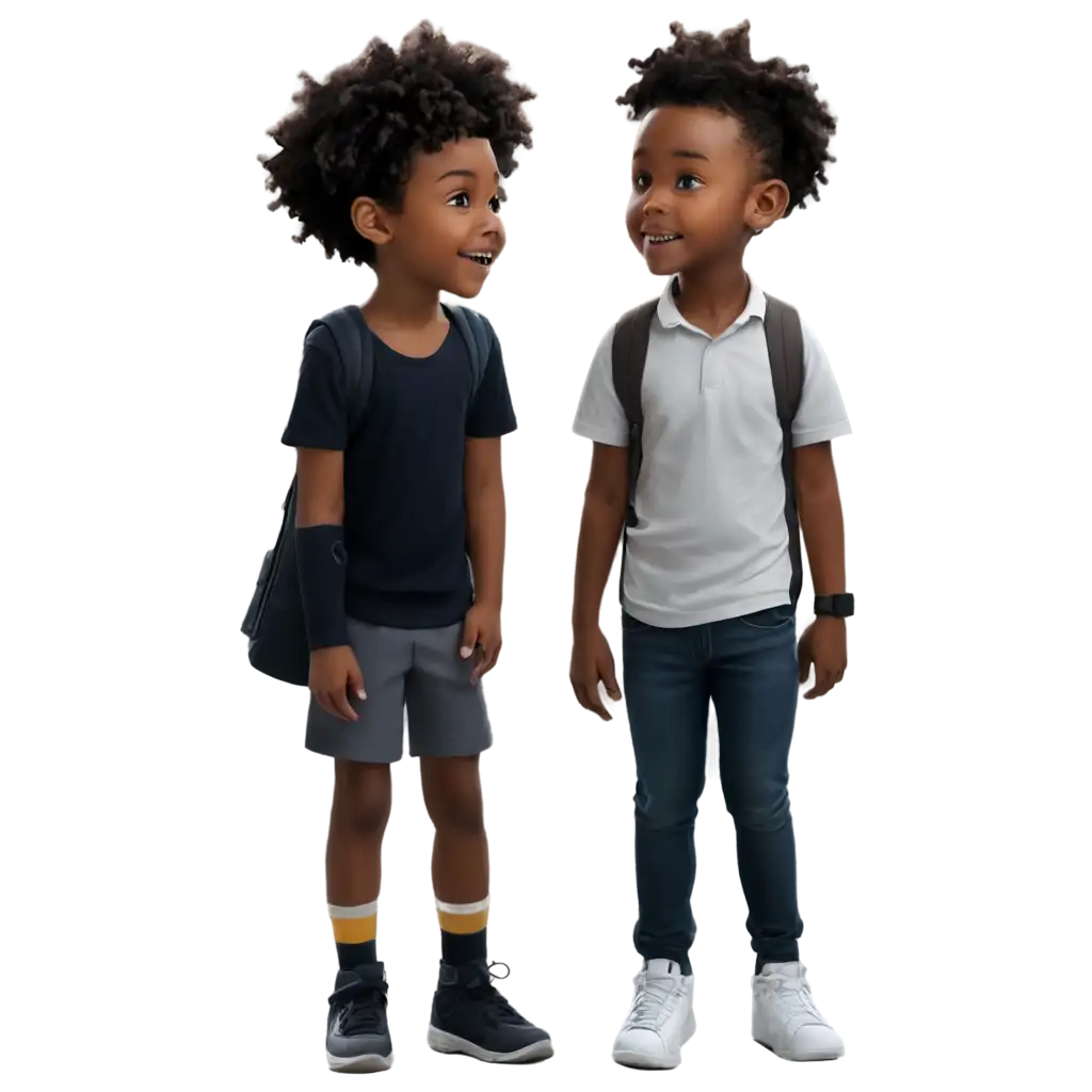 Vibrant-PNG-Illustration-Two-Black-Children-Engaged-in-Anime-Conversation
