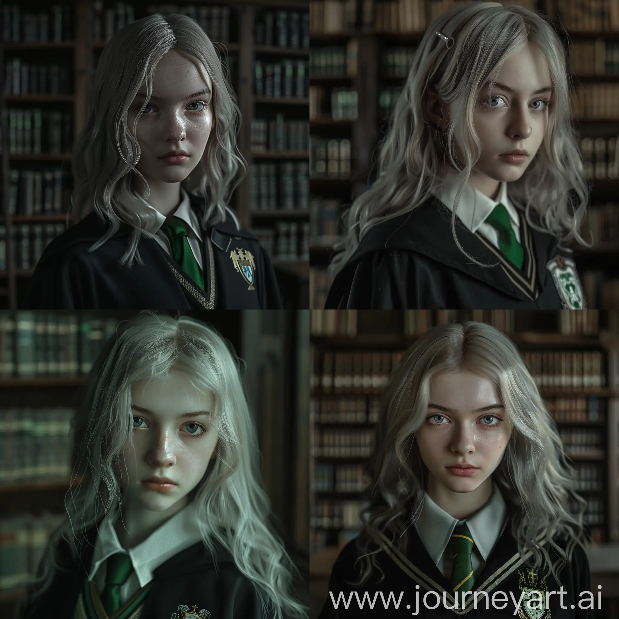 Slytherin-Teenage-Witch-Studying-in-the-Hogwarts-Library