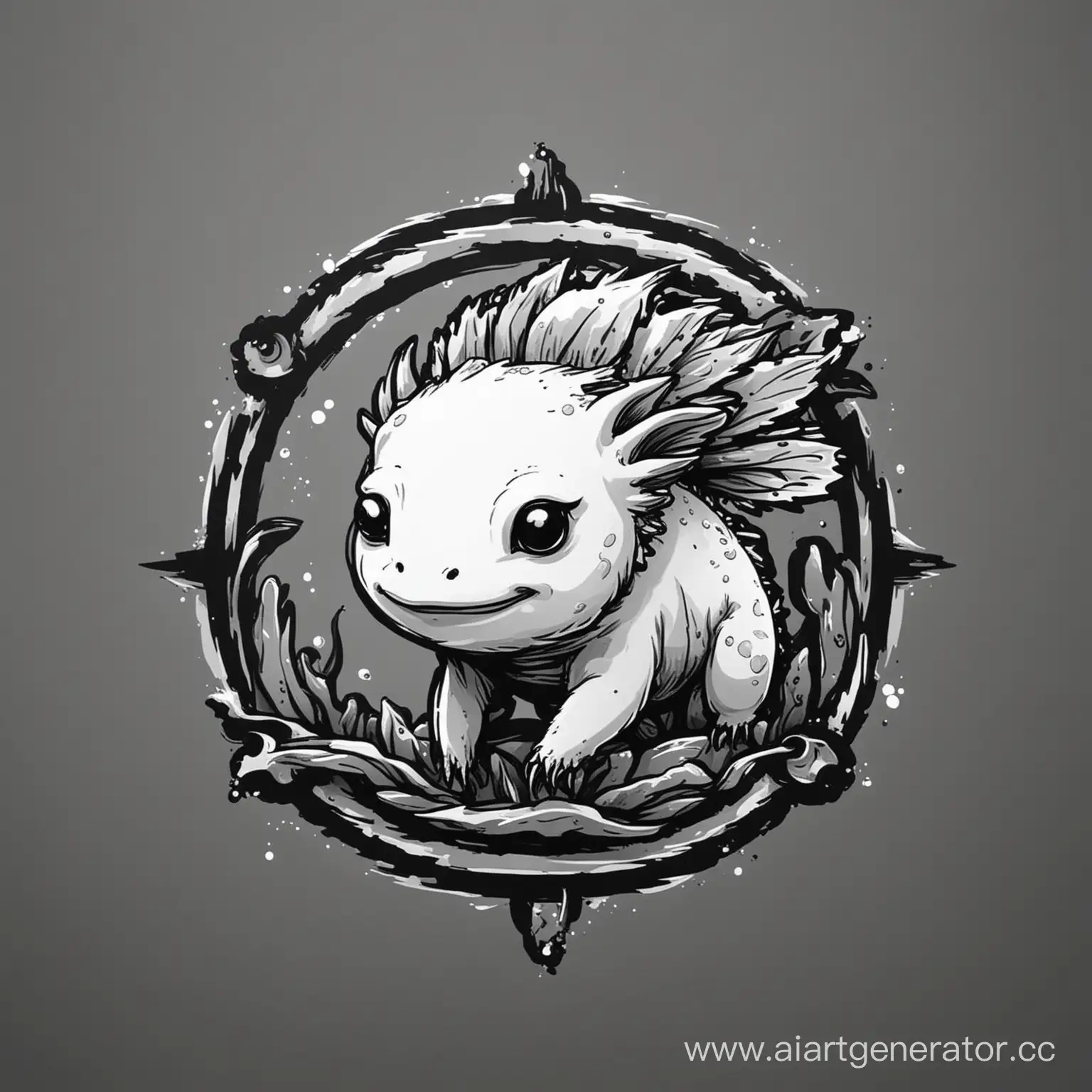 Monochrome-Axolotl-Logo-Design