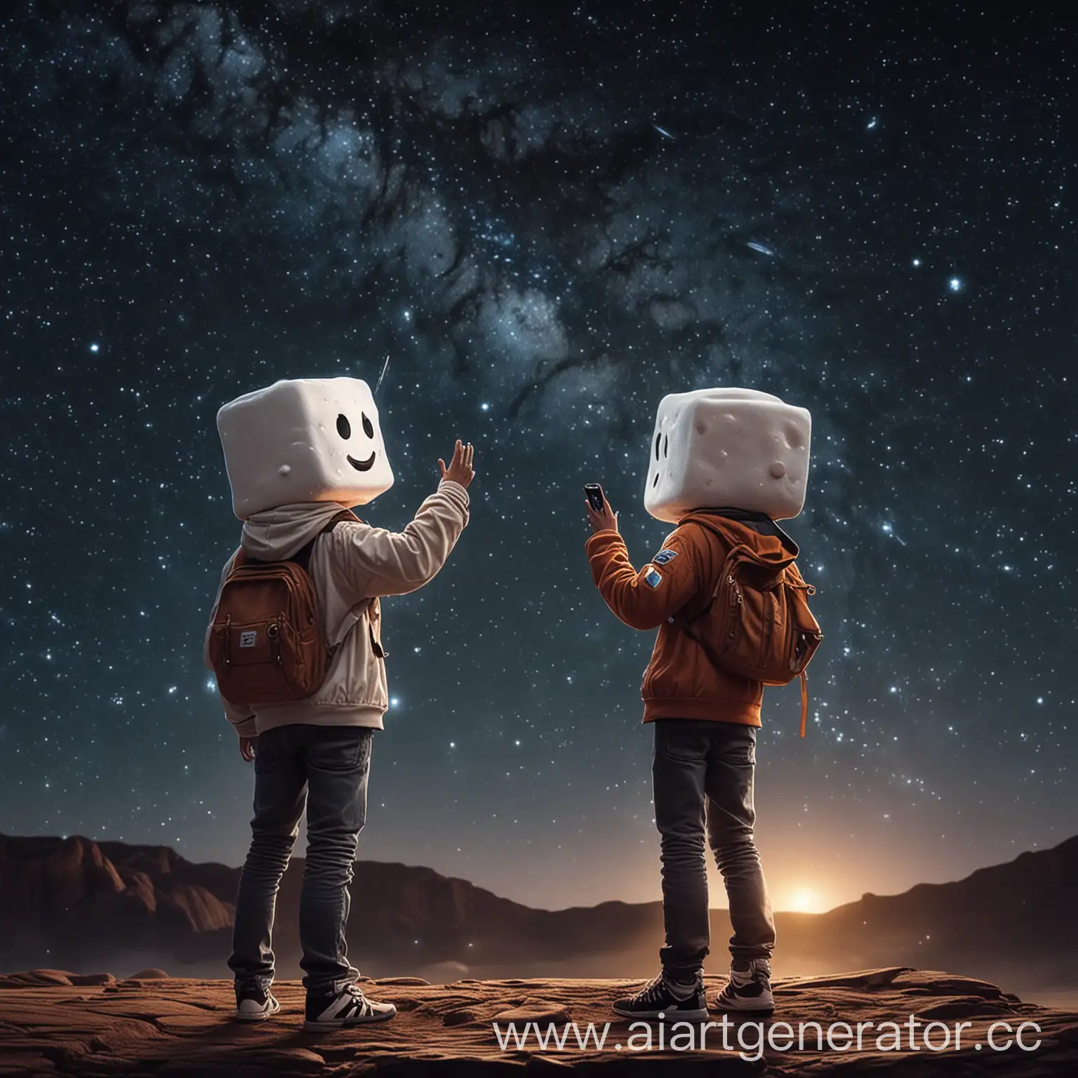 Friends-Gazing-at-Starry-Sky-with-Flying-DJ-Marshmello