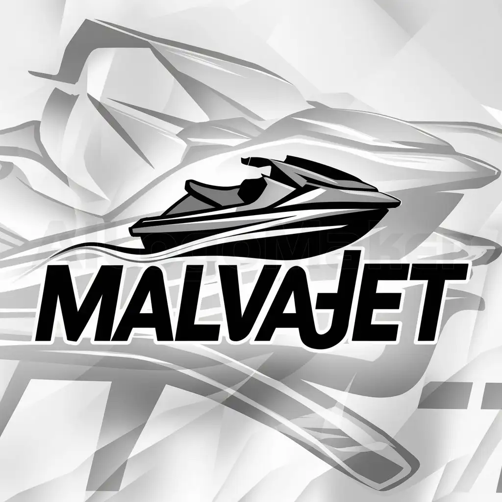 a logo design,with the text "MALVAJET", main symbol:Jetski,Moderate,be used in Sports industry,clear background