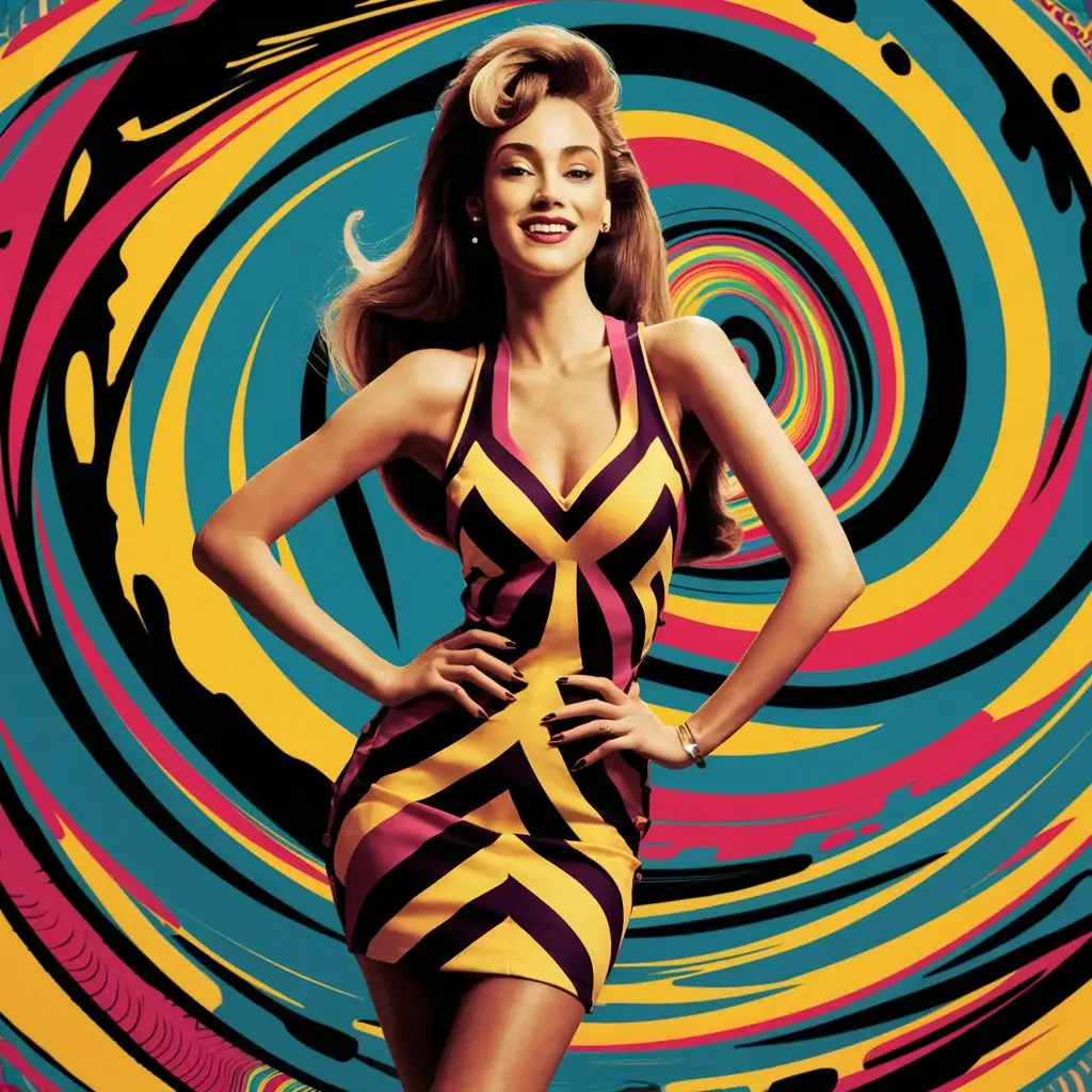 Vintage 1960s Retro Poster Art Colorful 24x36 Model Display