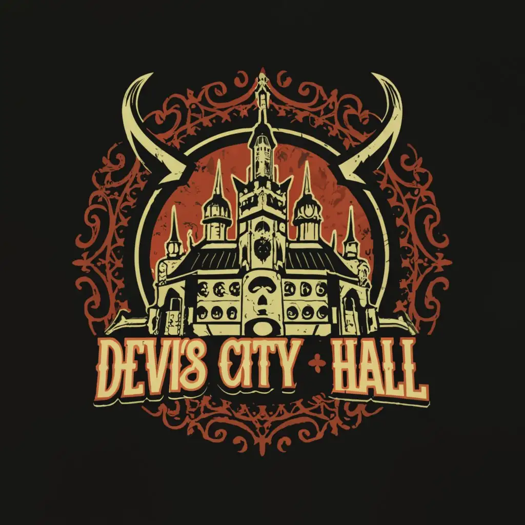 a logo design,with the text "Devils City Hall", main symbol:CityHall devils,complex,clear background