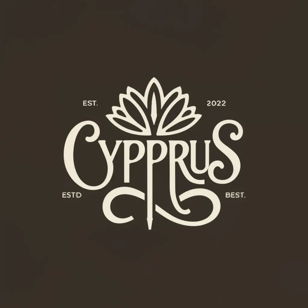 a logo design,with the text "Cyprus", main symbol:The main symbol is a stylized flower with calligraphy.,complex,be used in Entertainment industry,clear background