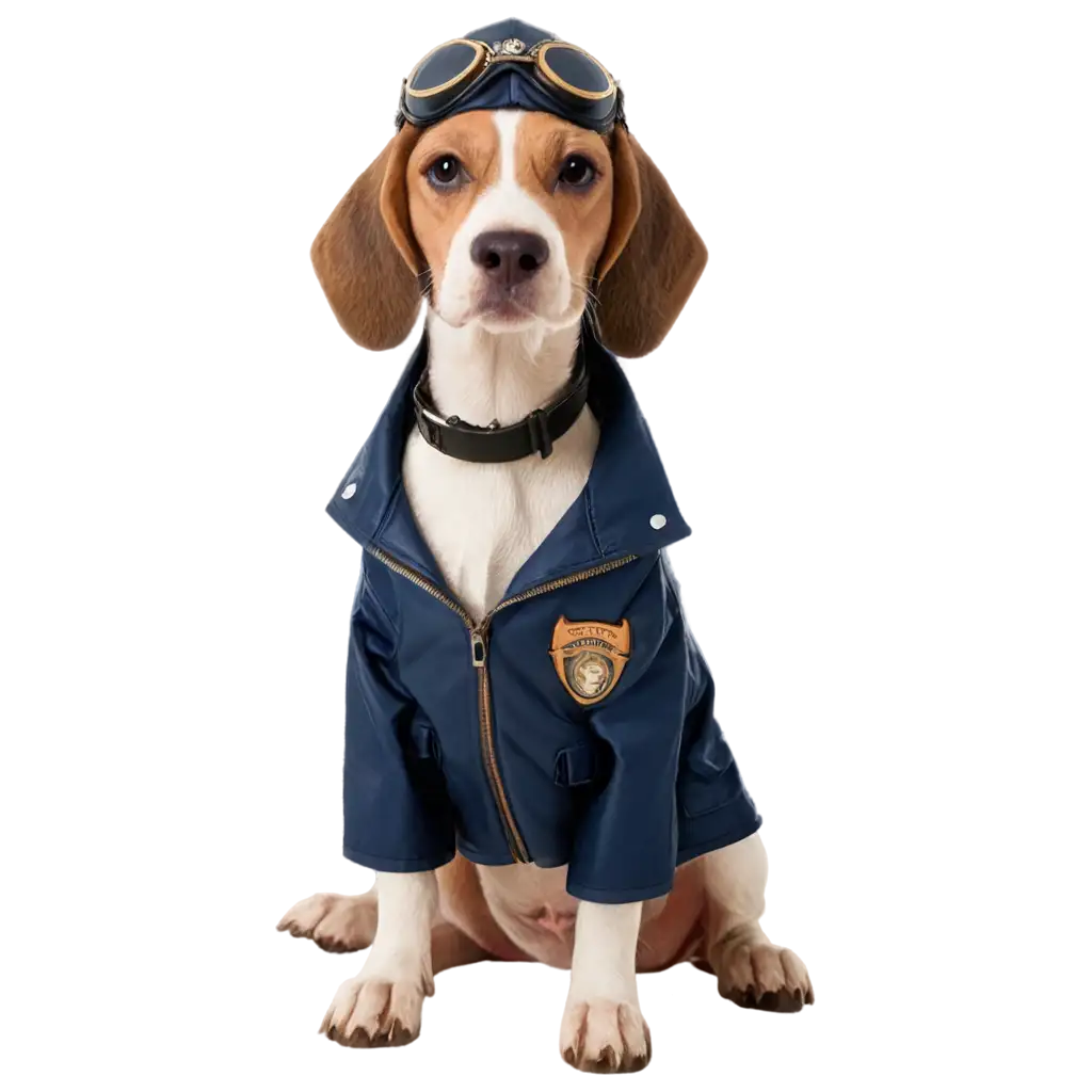 Beagle with pilot jacket
