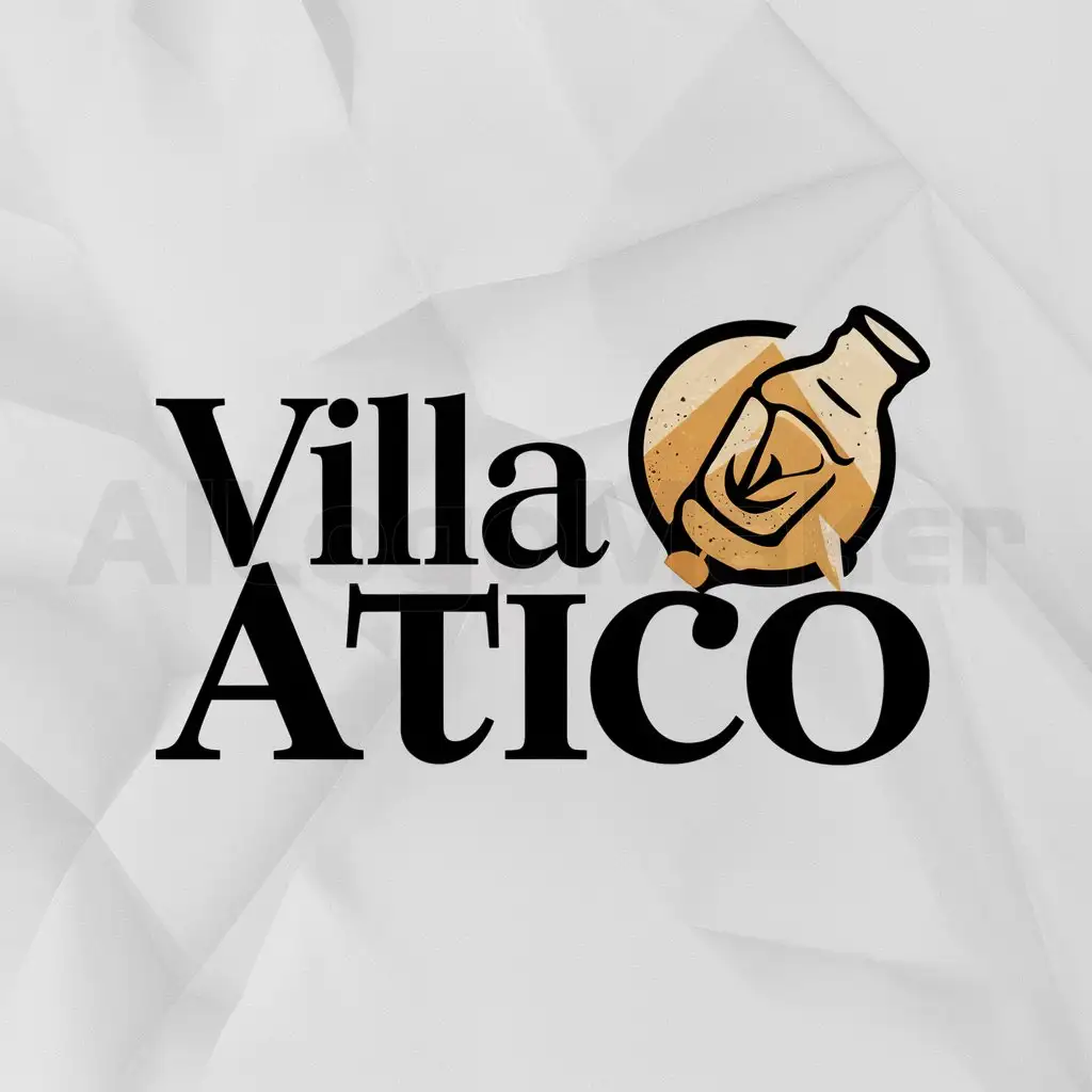 a logo design,with the text "villa atico", main symbol:cerveza,Moderate,clear background