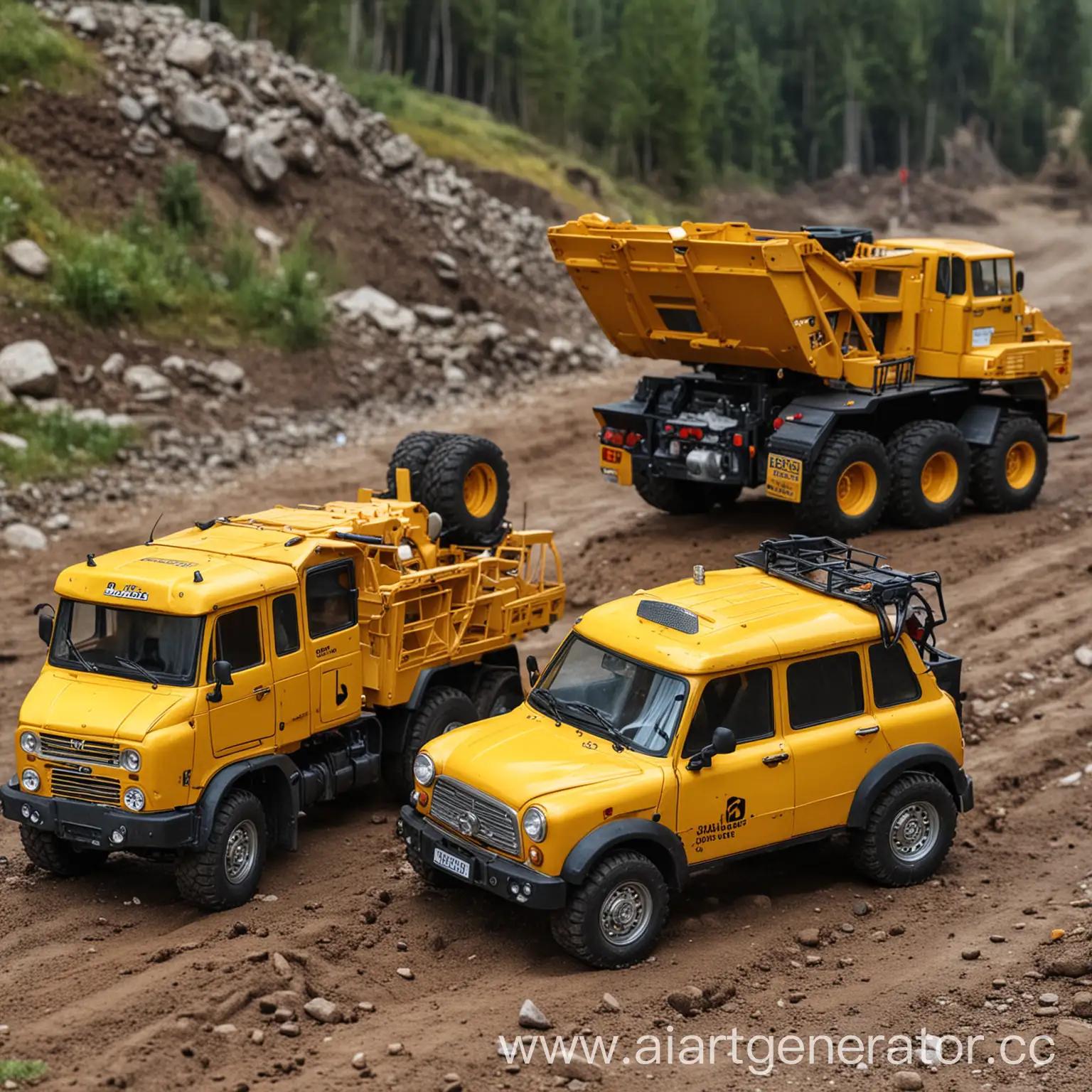 Contrasting-Sizes-BelAZ-Mining-Truck-Towering-Over-Mini-Cooper