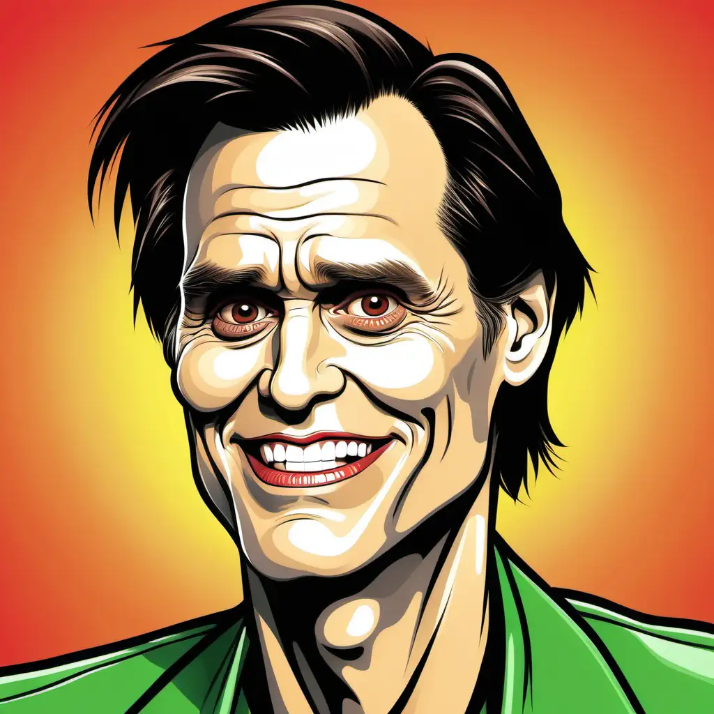 Cartoon Illustration of Jim Carrey Performing