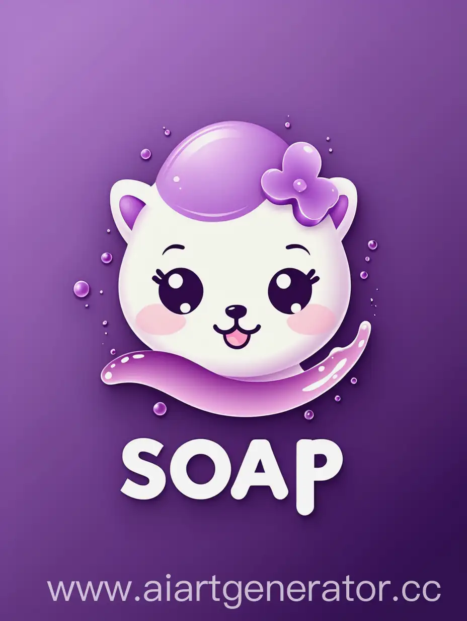 cute soap logo purple background