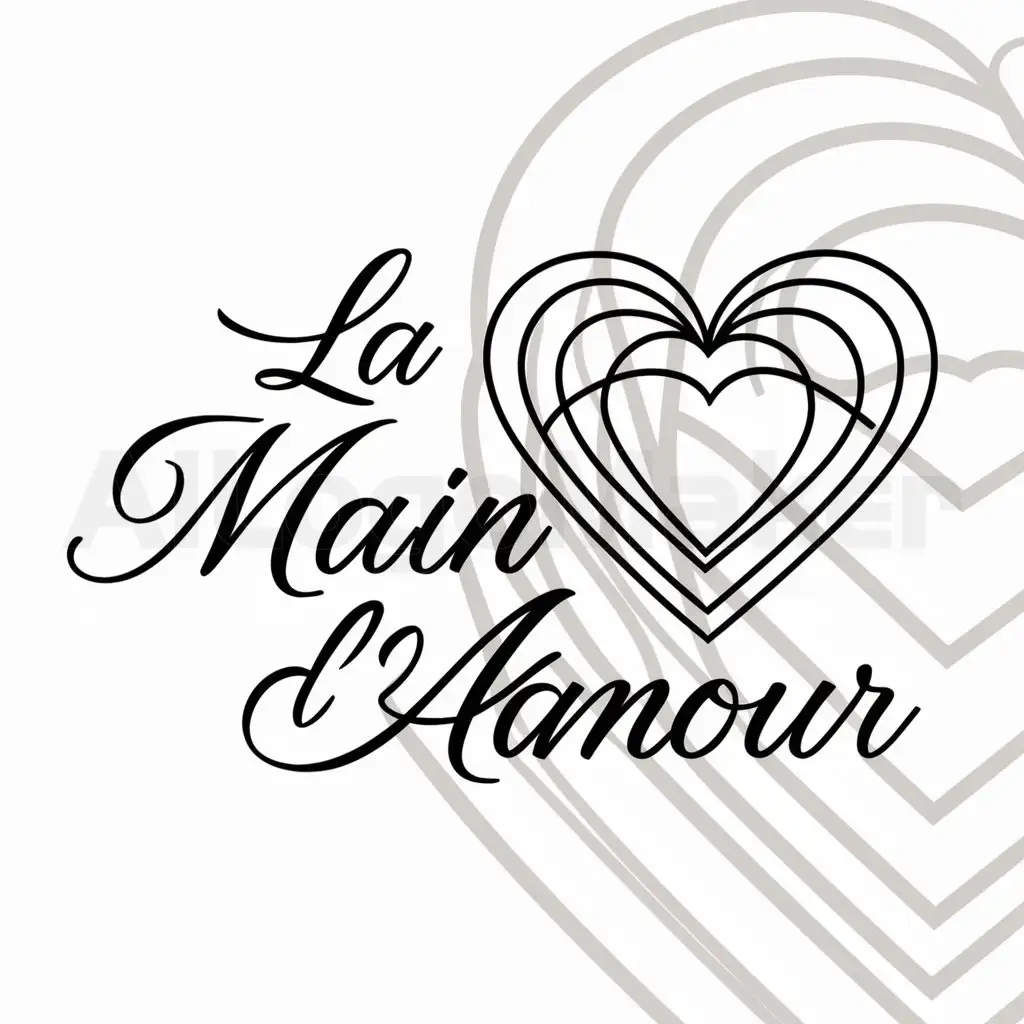 a logo design,with the text "La Main d'AMOUR", main symbol:amour,complex,clear background