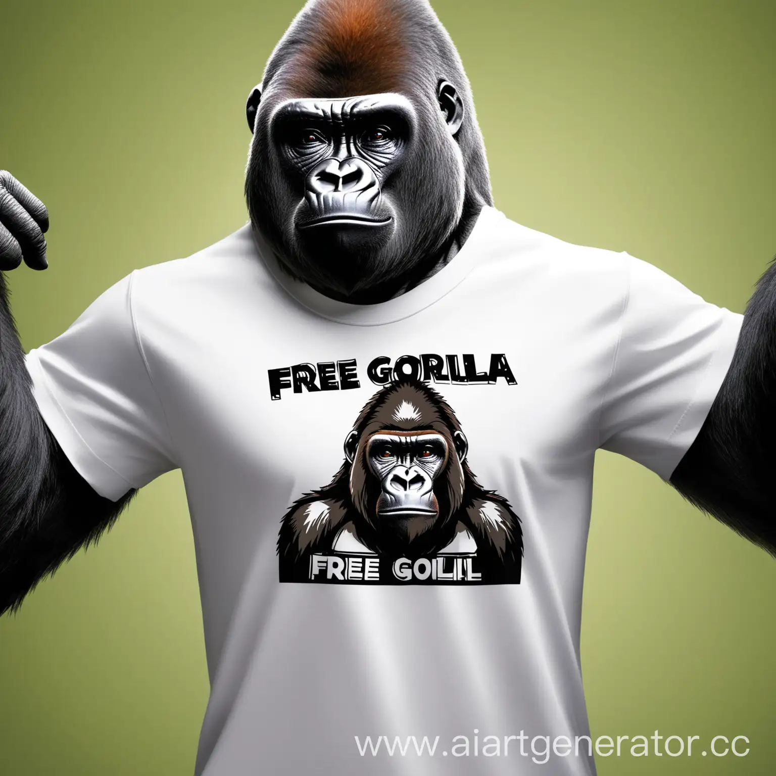 горилла в футболке с надписью free gorilla 