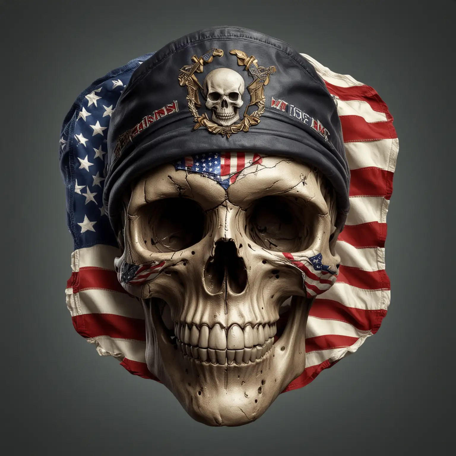 Veterans Day Skull Patriotic Tribute in Red White and Blue