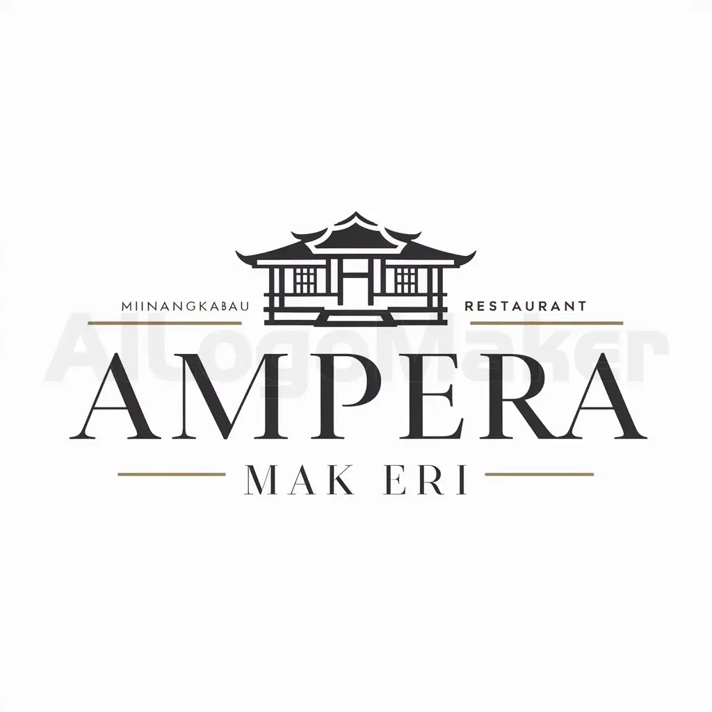 a logo design,with the text "Ampera Mak Eri", main symbol:Rumah gadang,Moderate,be used in Restaurant industry,clear background