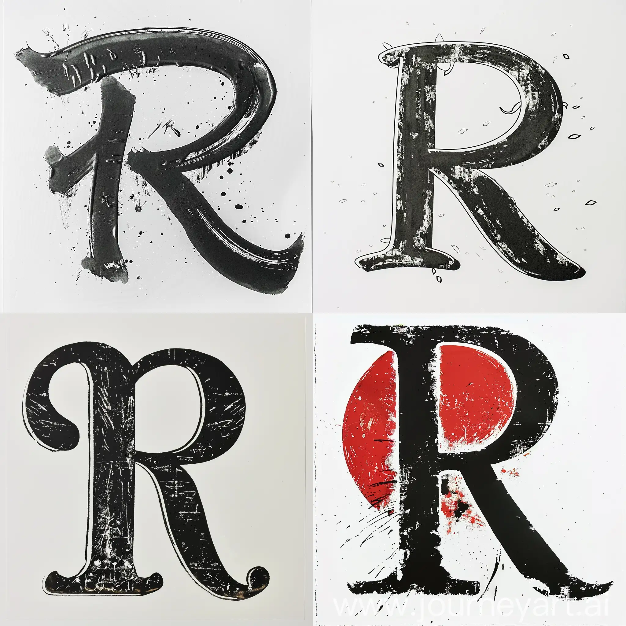 Сгенерируй фото Английской буквы R в стиле японской каллиграфии