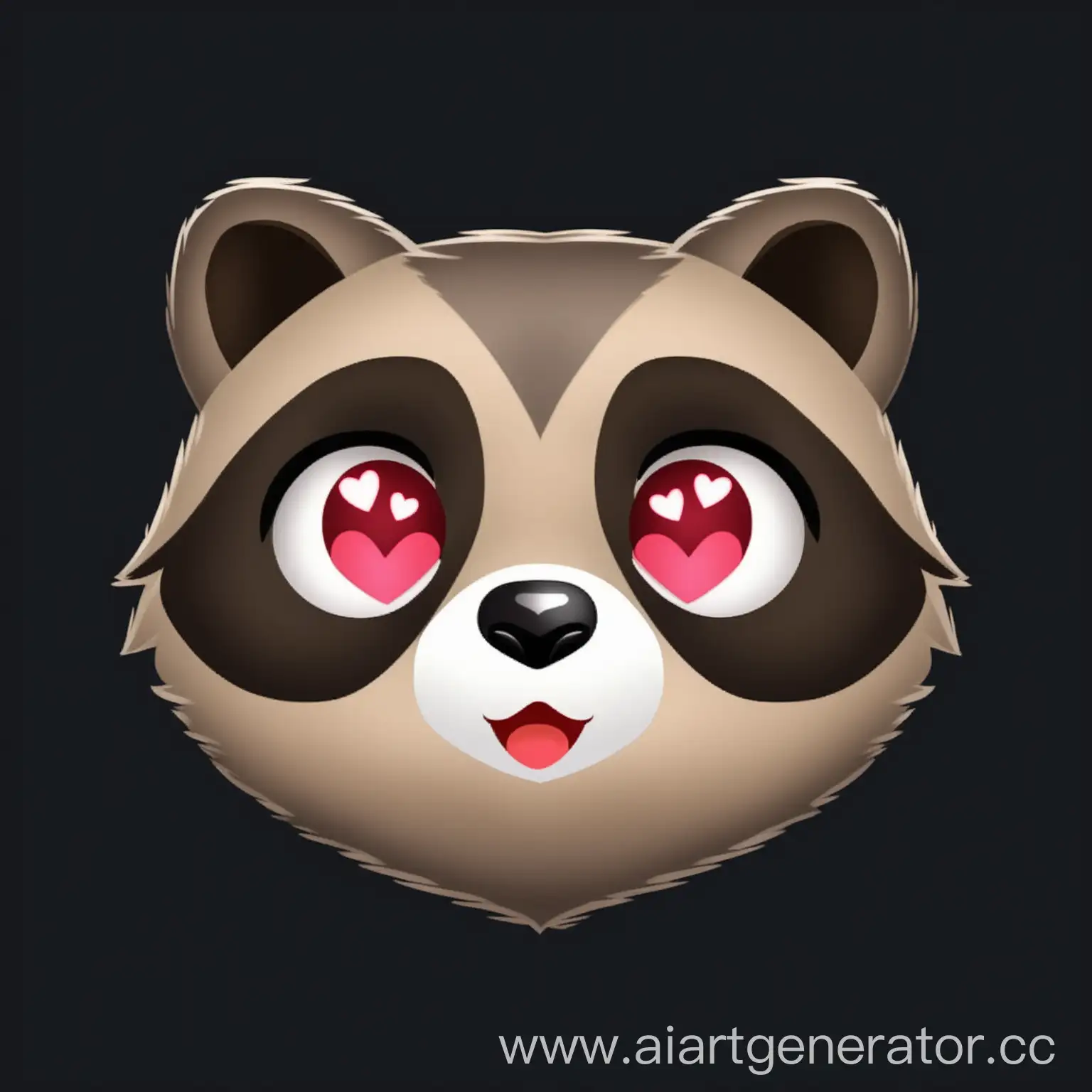 Raccoon-Emoji-with-Heart-Eyes-on-Black-Background