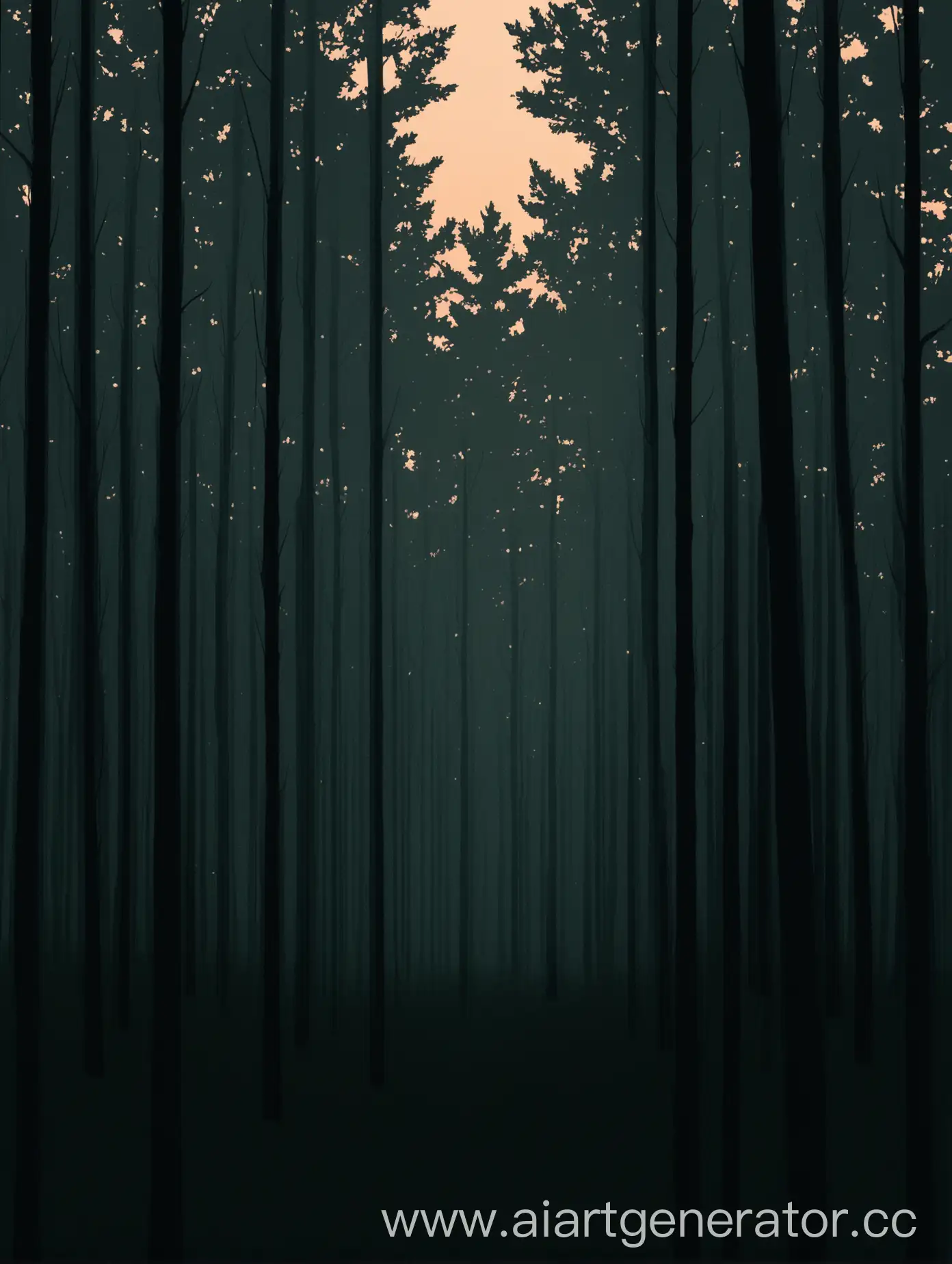 минималистическое  изображение леса вечером