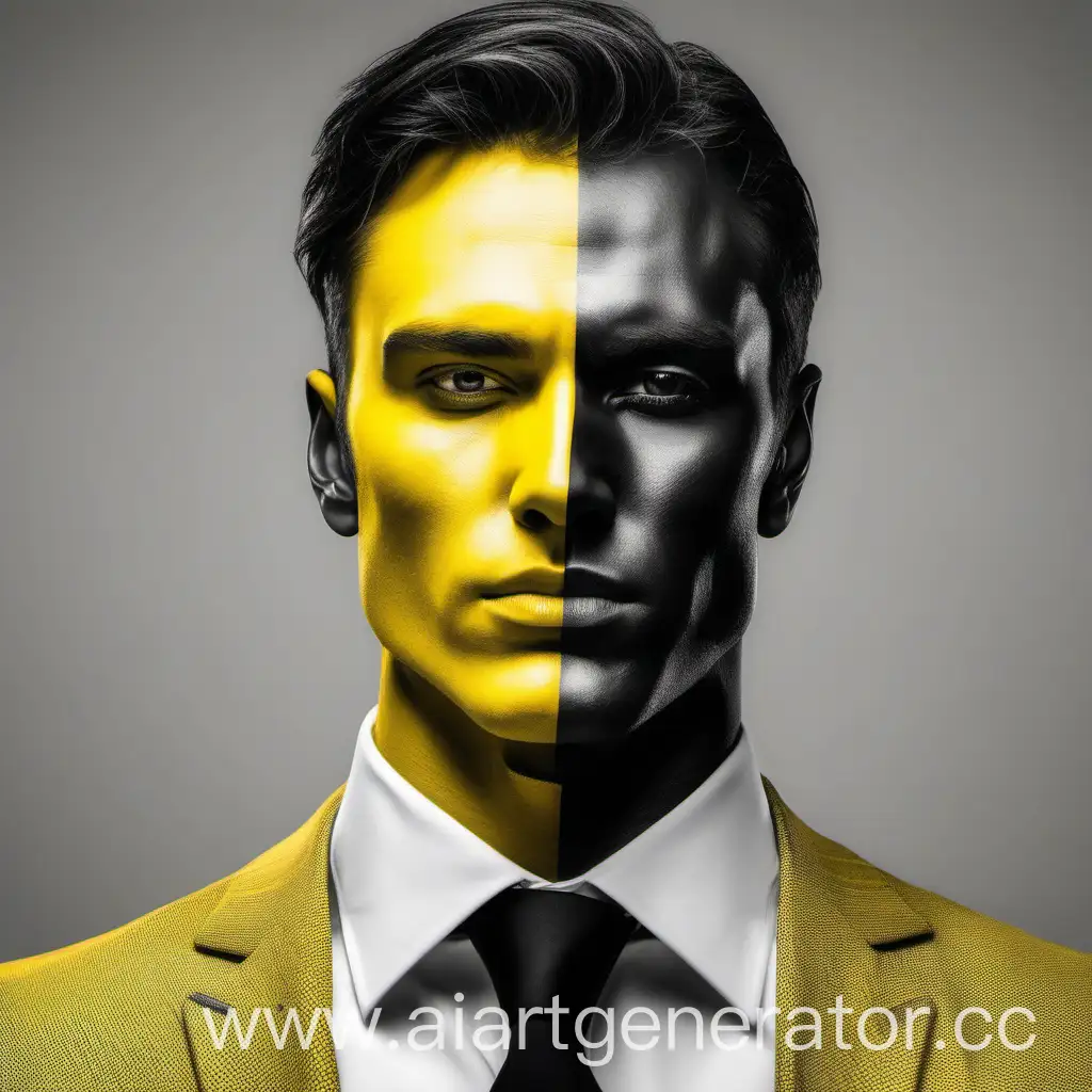 Elegant-Businessman-Making-a-Moue-in-Black-and-Yellow-Colors