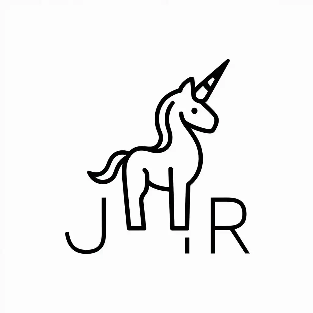 LOGO-Design-For-JR-Minimalistic-Unicorn-Symbol-on-Clear-Background