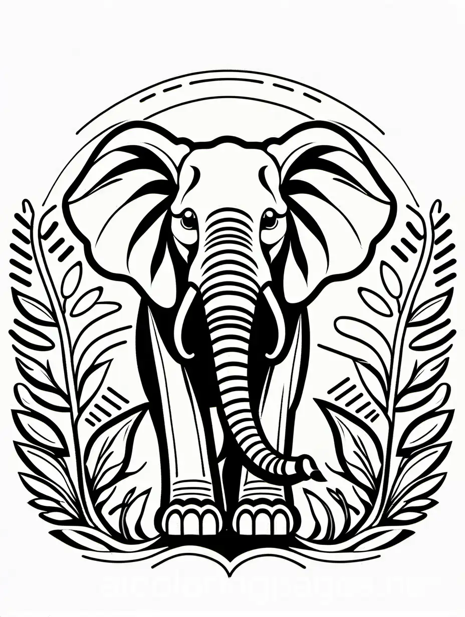 africa animals, toddler, thick lines, Coloring Page, black and white, line art, white background, Simplicity, Ample White Space. The background of the coloring page is plain white to make it easy for young children to color within the lines. The outlines of all the subjects are easy to distinguish, making it simple for kids to color without too much difficulty