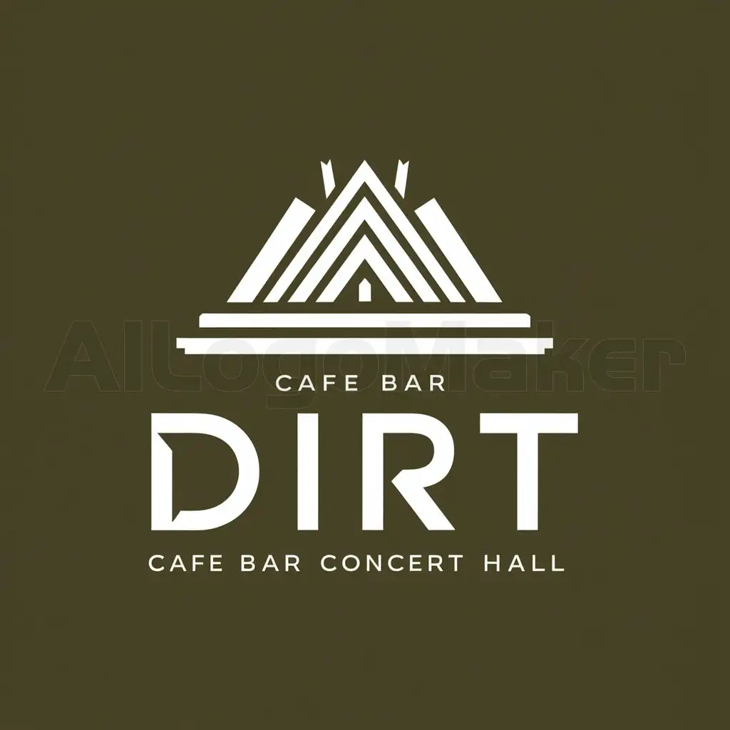 a logo design,with the text "Dirt", main symbol:cafe bar and concert hall, triangular logo,Moderate,clear background