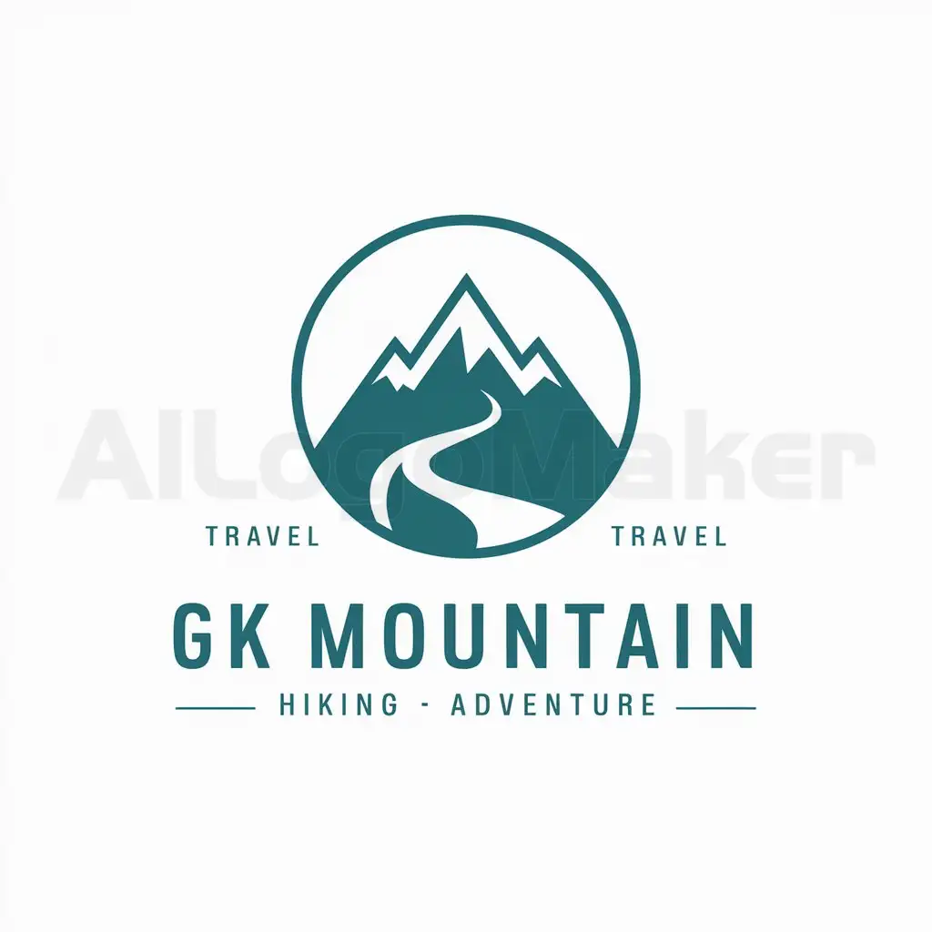 a logo design,with the text "GK MOUNTAIN - HIKING - ADVENTURE", main symbol:Circle Travel mountain,Moderate,be used in Travel industry,clear background
