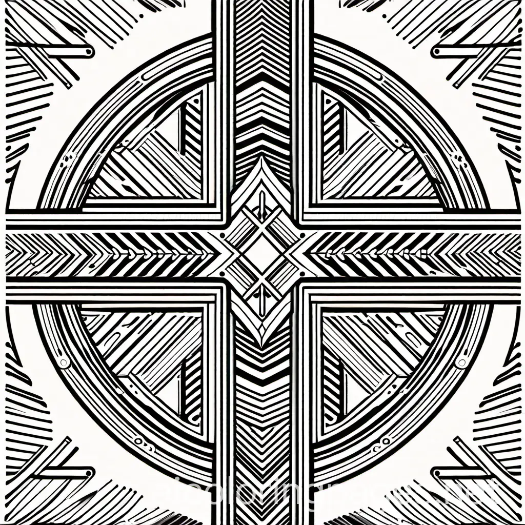 cross, Coloring Page, black and white, line art, white background, Simplicity, Ample White Space