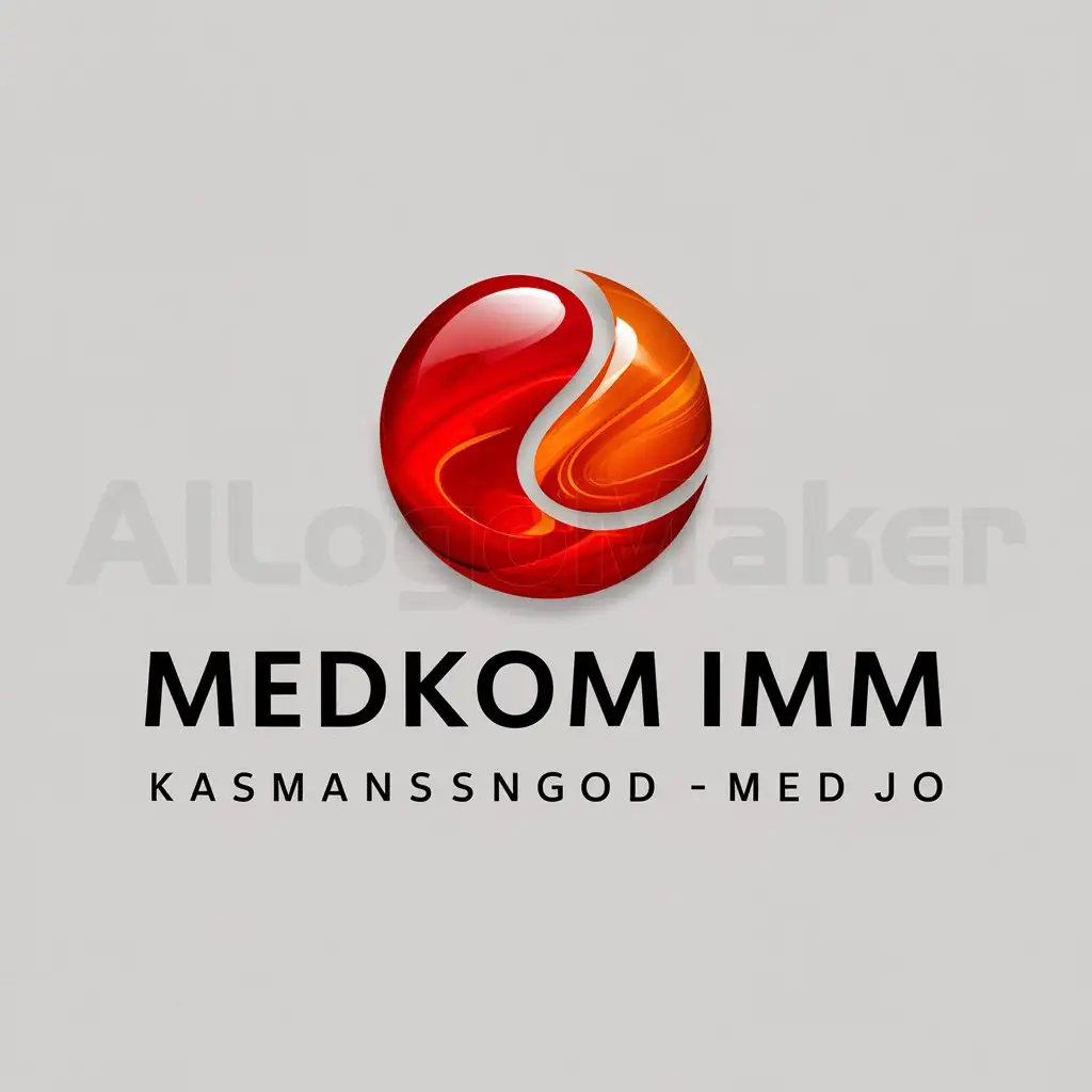 a logo design,with the text "MEDKOM IMM KASMANSINGODIMEDJO", main symbol:DENGAN WARNA MERAH MARUN DAN CAMPUR KUNING ORANYE,Moderate,clear background
