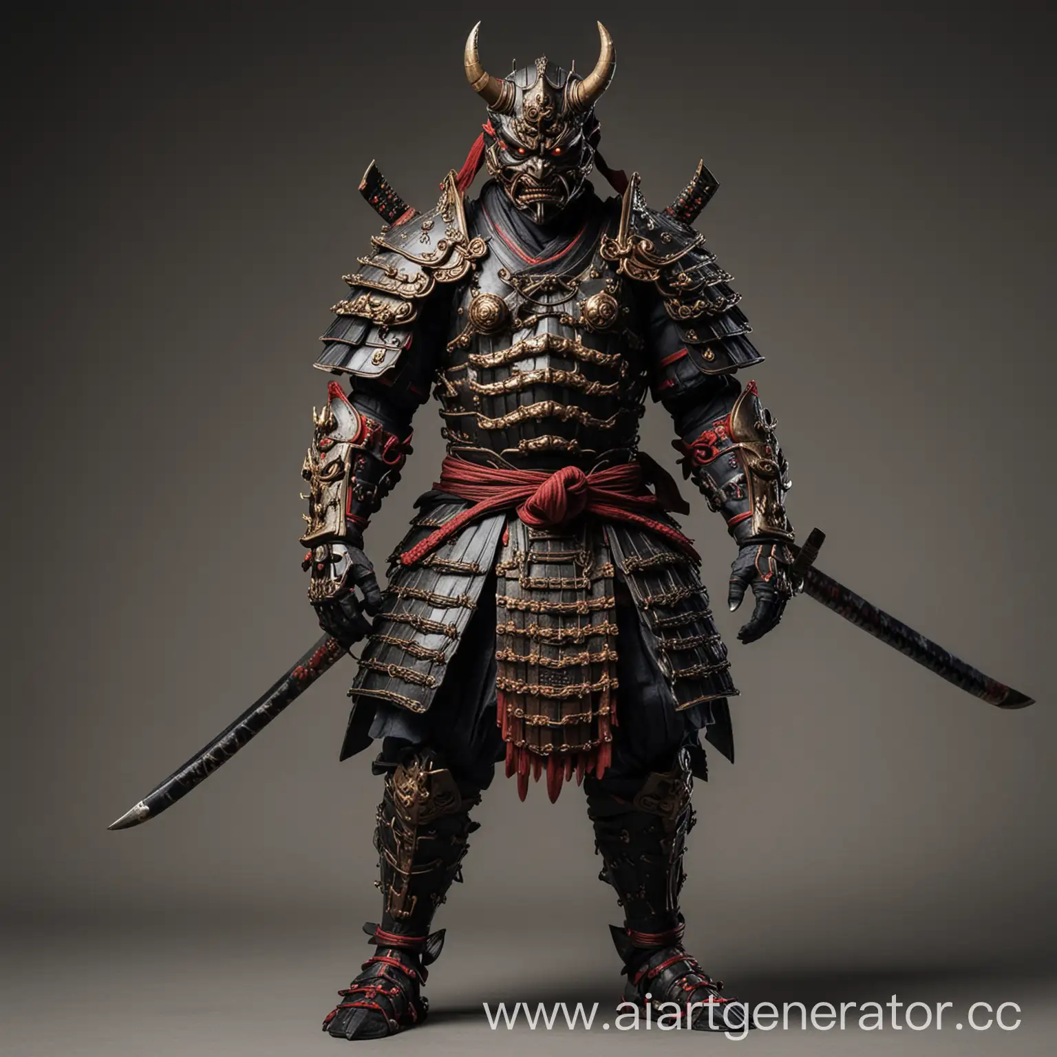 Samurai-Warrior-in-Full-Armor-Confronting-Oni-Demon