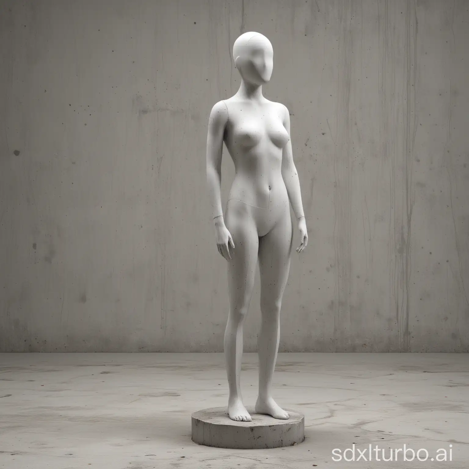 A Anonymous MannequinnMaterial: ConcretenFull length StandingnCenternMinimalnCLEAN White EnvironmentnCLEAN Background SpacenPhotorealisticnDaily 360° Lighting