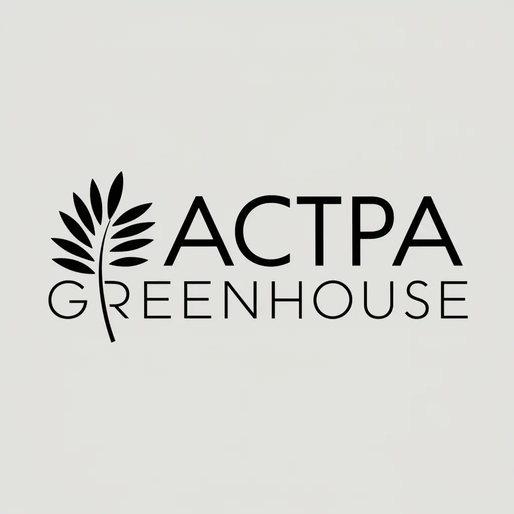 a logo design,with the text "ACTPA greenhouse", main symbol:palm leaf,Moderate,clear background