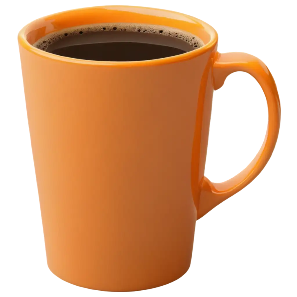 orange coffee mug without a shadow on an transparent background