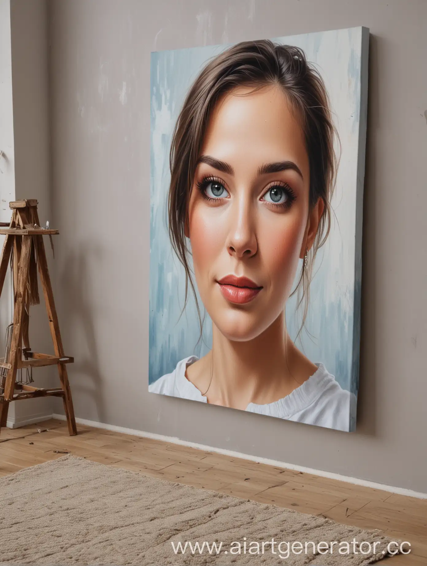 Canvas-Portrait-Standing-on-Floor-Against-Beautiful-Background