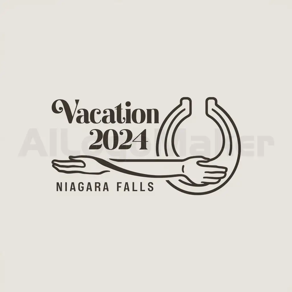 a logo design,with the text " Vacation 2024
(The input is already in English, so there's no need for translation.)", main symbol:nigarafalls, neighbor, friendship,Minimalistic,be used in Home Family industry,clear background