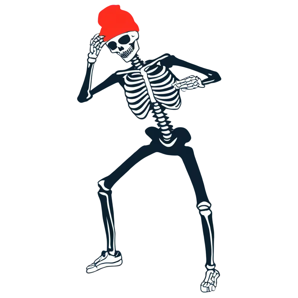 skeleton in dabbing pose