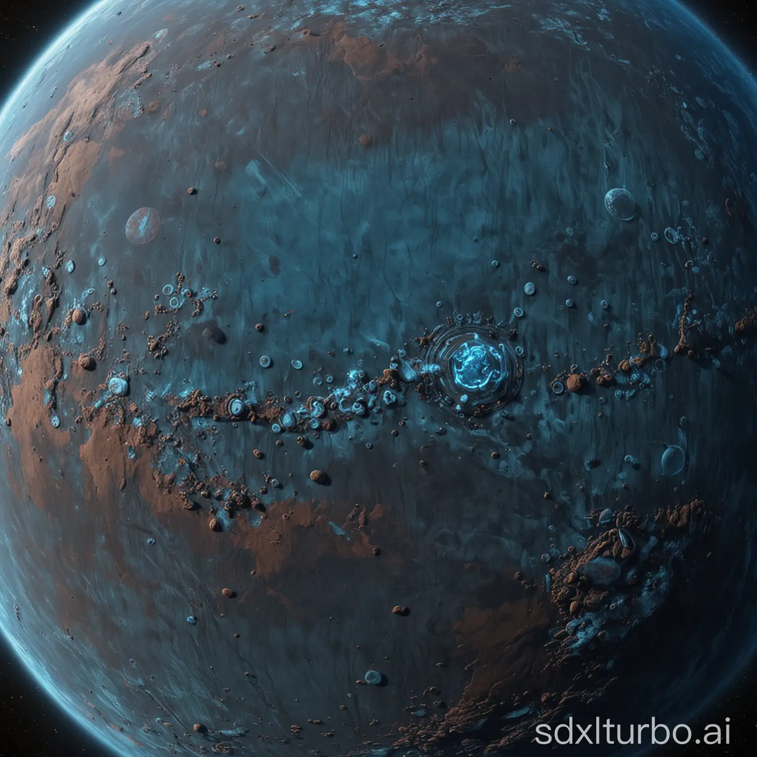 a flat blue gas planet texture, lot of details, texture cover the hole image