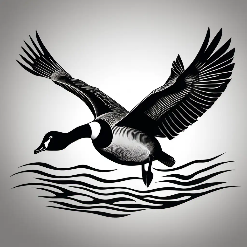 Flying Brant Goose, plasma cut black and white, 2d