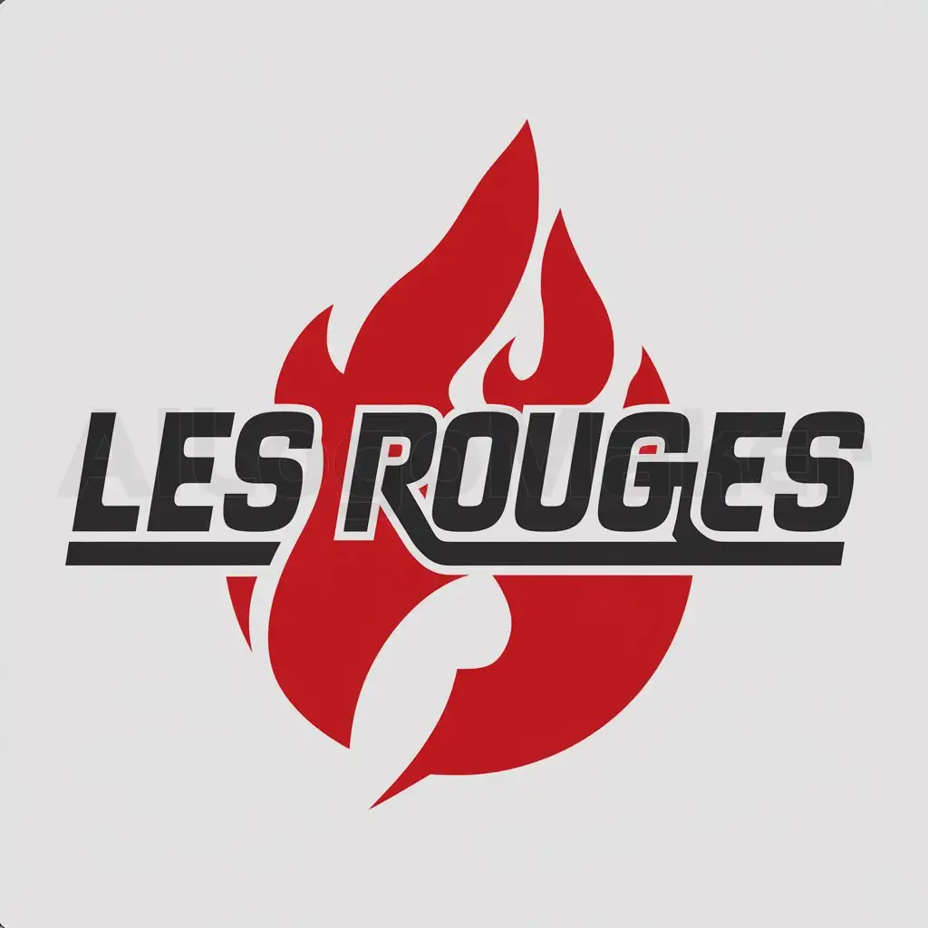 a logo design,with the text "les rouges", main symbol:feu,Moderate,be used in Sports Fitness industry,clear background