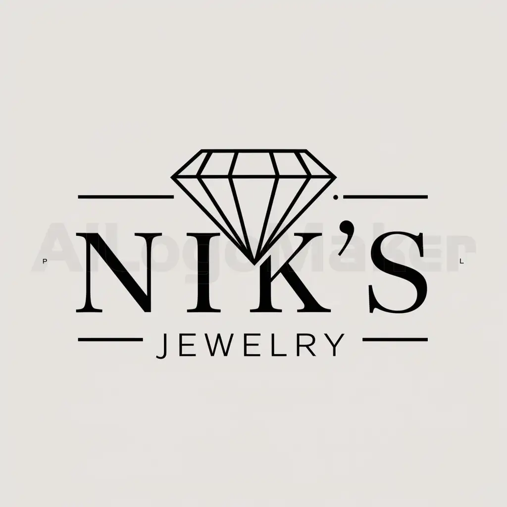 a logo design,with the text "Nik`s Jewerly", main symbol:Diamond,Moderate,be used in shoping industry,clear background