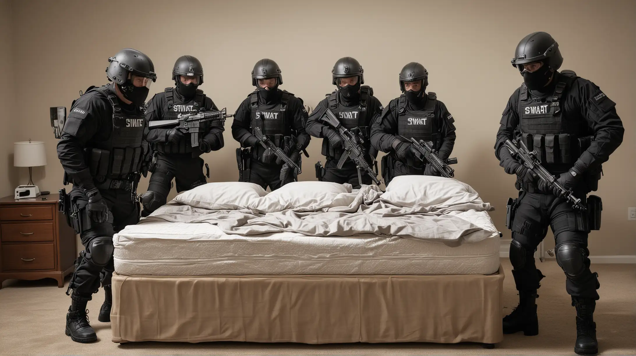 swat storms a bed