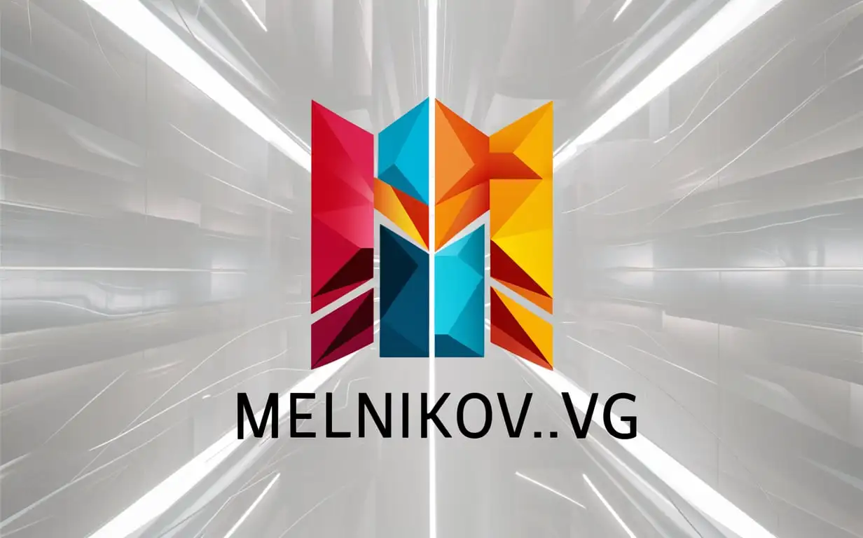 Analog of logo 'Melnikov.VG', author style 'Paradoxical reality optimal minimum luminous technology design', absolutely clean white background, -no© Melnikov.VG, melnikov.vg, &izobrazhenie& logotype of Melnikov.VG