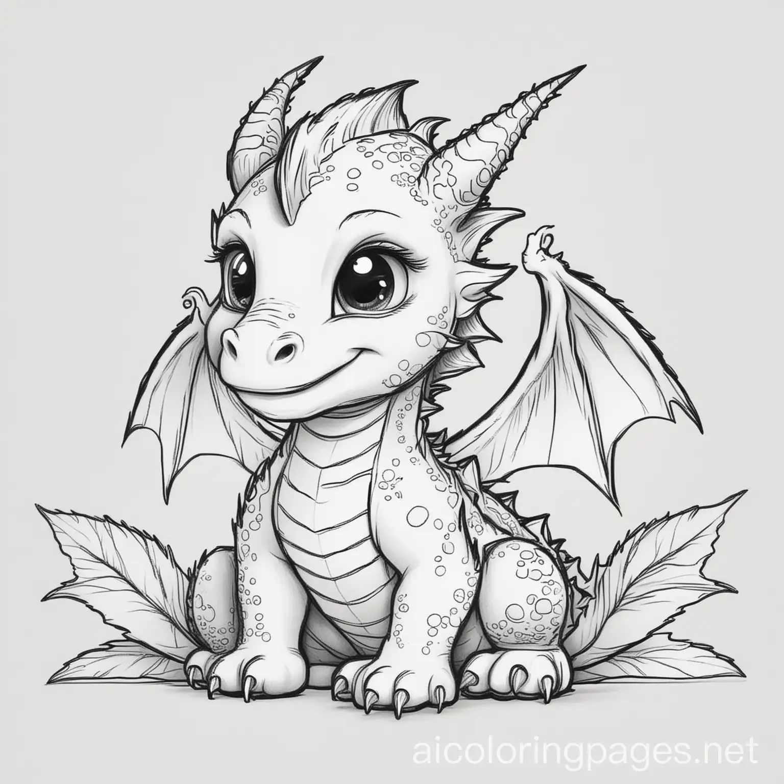 Baby-Dragon-Coloring-Page-Simple-Line-Art-on-White-Background